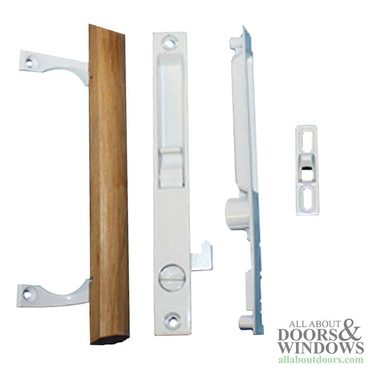 Lock Patio Door Handle Set, Recessed, Flush Mount, White - Lock Patio Door Handle Set, Recessed, Flush Mount, White