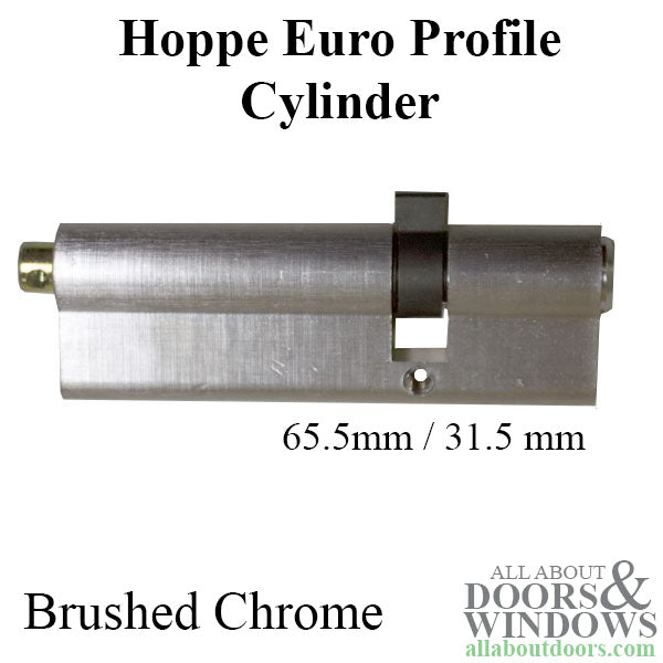 97mm Hoppe Euro Profile Cylinder 65.5/31.5 - Brushed Chrome - NO Thumb - 97mm Hoppe Euro Profile Cylinder 65.5/31.5 - Brushed Chrome - NO Thumb