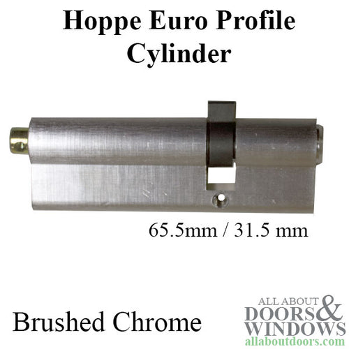 97mm Hoppe Euro Profile Cylinder 65.5/31.5 - Brushed Chrome - NO Thumb - 97mm Hoppe Euro Profile Cylinder 65.5/31.5 - Brushed Chrome - NO Thumb
