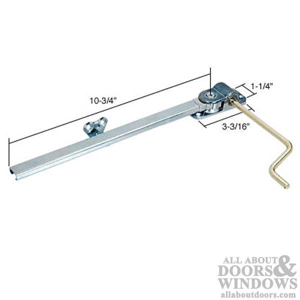 Operator, Casement, Wood, 10-3/4” Arm, 1/4” Sq. Drive, Non-Handed, Uni-Chrome Finish - Operator, Casement, Wood, 10-3/4” Arm, 1/4” Sq. Drive, Non-Handed, Uni-Chrome Finish