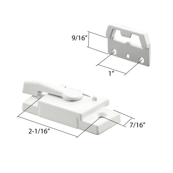 Sash / Cam Lock - Vinyl and Aluminum Sash Hardware, Diecast - White - Sash / Cam Lock - Vinyl and Aluminum Sash Hardware, Diecast - White