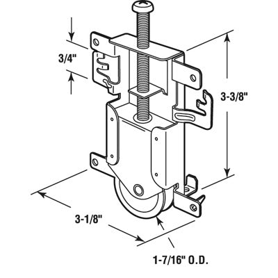 Acme Roller, 4011 - 4012 Closet Sliding  Door 1-7/16 Nylon Wheel - Acme Roller, 4011 - 4012 Closet Sliding  Door 1-7/16 Nylon Wheel