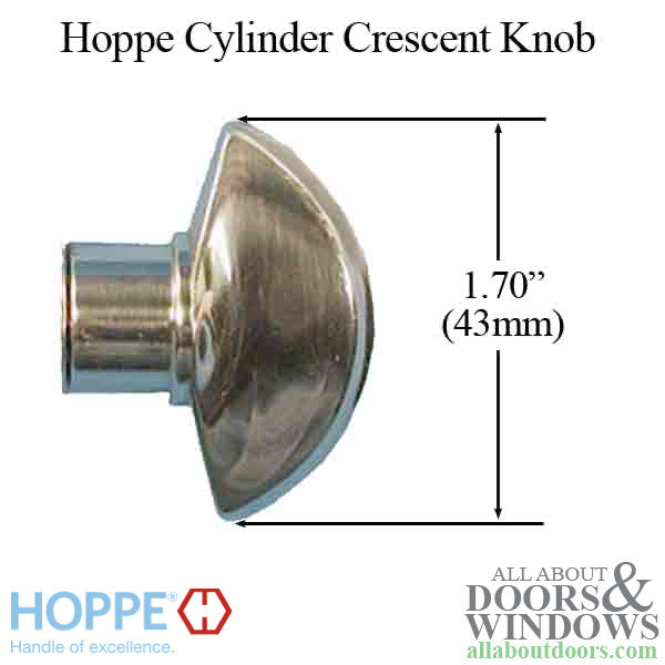 Hoppe Crescent Knob, New Style for Non-Logo Cylinder - Choose Color - Hoppe Crescent Knob, New Style for Non-Logo Cylinder - Choose Color