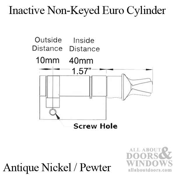 40/10, 50mm Inactive Non-Keyed 360° Euro Cylinder, 2-1/4