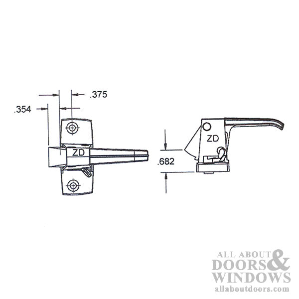 Inside Storm Door Handle ZD Flat Slot Brown - Inside Storm Door Handle ZD Flat Slot Brown