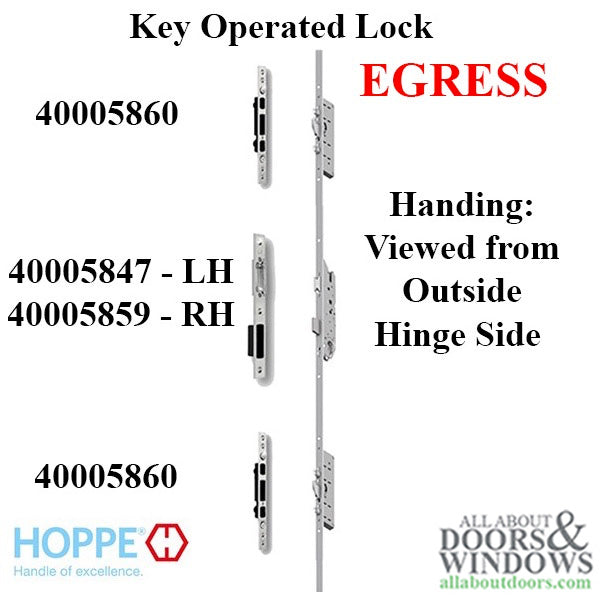 Hoppe Key Operated Multipoint Lock 1-¾ Inch Backset Doors 73.62-85.43 Inch Egress Panic Function - Hoppe Key Operated Multipoint Lock 1-¾ Inch Backset Doors 73.62-85.43 Inch Egress Panic Function