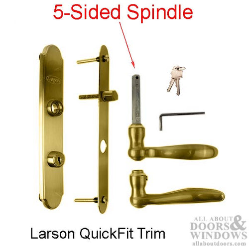 Larson QuickFit Storm Door Handle for 5 Sided Spindle Mortise - American Cylinder - Larson QuickFit Storm Door Handle for 5 Sided Spindle Mortise - American Cylinder