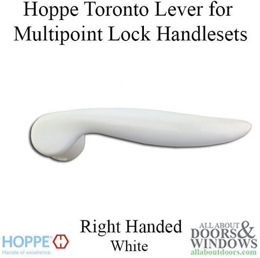 Toronto Lever Handle for Right Handed Multipoint Lock Handlesets - White