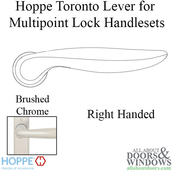 Toronto Lever Handle for Right Handed Multipoint Lock Handlesets - Resista Brushed Chrome - Toronto Lever Handle for Right Handed Multipoint Lock Handlesets - Resista Brushed Chrome