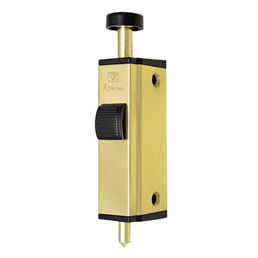 Andersen Auxiliary Foot Bolt Lock for Frenchwood Sliding Door Bright Brass