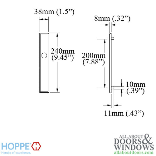 HOPPE Dallas Exterior Backplate M2161N for Inactive Handlesets - Matte Black - HOPPE Dallas Exterior Backplate M2161N for Inactive Handlesets - Matte Black