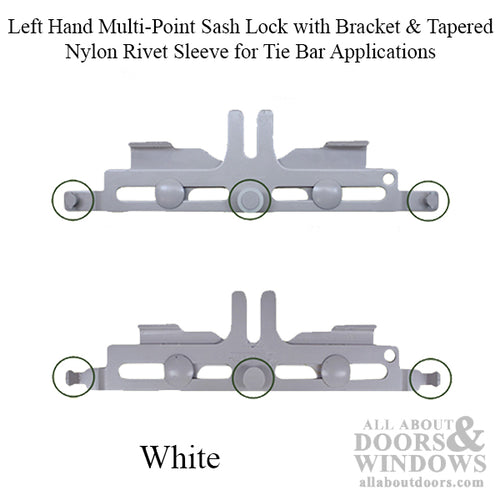 Truth Multi-Point Sash Lock with Bracket & Tapered Nylon Rivet Sleeve for Tie Bar Applications White - Truth Multi-Point Sash Lock with Bracket & Tapered Nylon Rivet Sleeve for Tie Bar Applications White