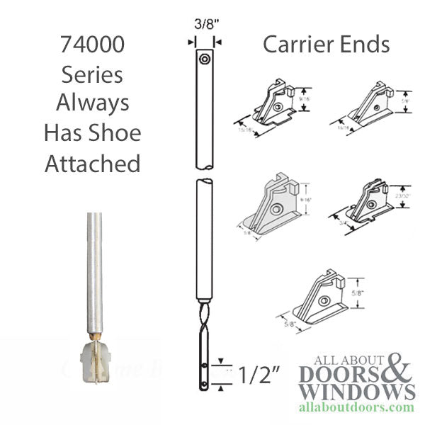 3/8”  Standard Balance Rod with Plastic Carrier Shoe - 3/8”  Standard Balance Rod with Plastic Carrier Shoe