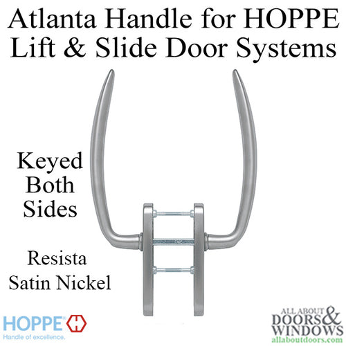 Atlanta Handleset for Active Lift and Slide Door System, Keyed Both Sides - Resista Satin Nickel - Atlanta Handleset for Active Lift and Slide Door System, Keyed Both Sides - Resista Satin Nickel