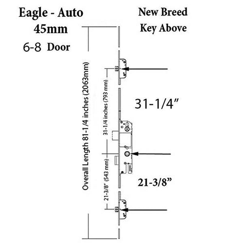 G-U Eagle New Breed Multipoint Lock Kit with Latchbolts 6-8  Door - G-U Eagle New Breed Multipoint Lock Kit with Latchbolts 6-8  Door