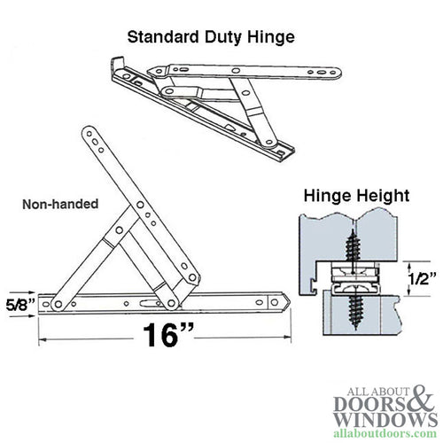4 Bar Hinge 11/16 x 16 Truth 34.14 Standard Anderberg 201 with stop  Stainless Steel - 4 Bar Hinge 11/16 x 16 Truth 34.14 Standard Anderberg 201 with stop  Stainless Steel