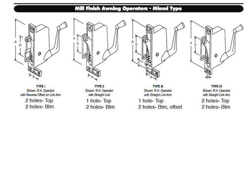 Awning Operator for old tucker Windows - Left - Aluminum - Awning Operator for old tucker Windows - Left - Aluminum