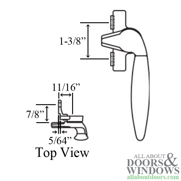 Project out, Inside Mount Cam Handle, 1-3/8