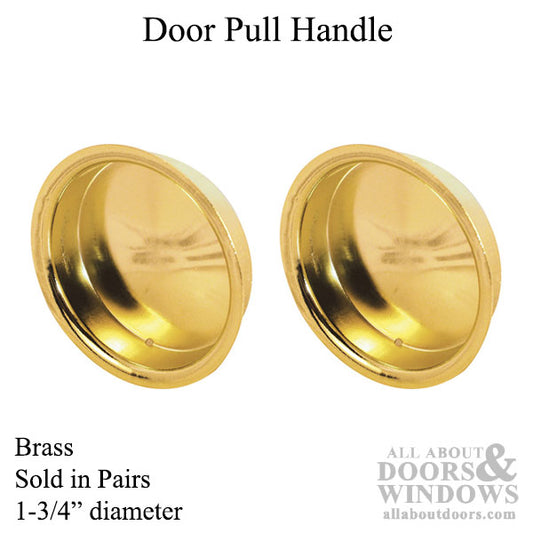 Pull Handle, Sliding Door, 1-3/4 In Dia. (Brass Plated)