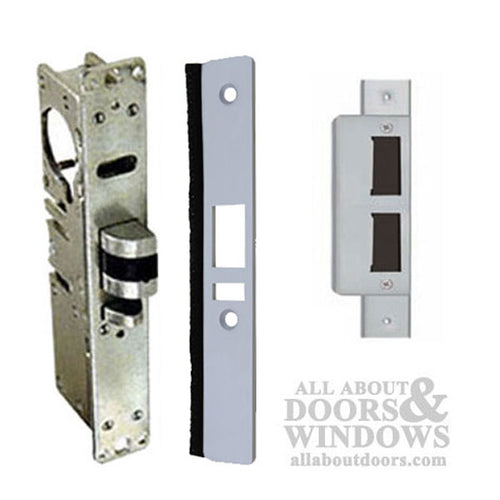 Deadlatch Lock 1-1/8 Kit with Faceplate and Strike Plates - Aluminum Finish - Deadlatch Lock 1-1/8 Kit with Faceplate and Strike Plates - Aluminum Finish