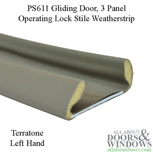 Andersen Window - Perma-Shield Gliding Door - Weather strip,  3 Panel Operating,  Lock Side - LH - Terratone - Andersen Window - Perma-Shield Gliding Door - Weather strip,  3 Panel Operating,  Lock Side - LH - Terratone