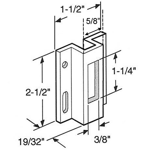 Strike Plate Keeper for Sliding Glass Doors 5/8