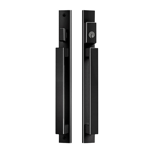 Modern Contemporary Inline Sliding Patio Door Handle Set Active Keyed Exterior with Interior Thumbturn