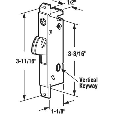Mortise Lock for Sliding Patio Door with Unique Body and Vertical Keyway - Mortise Lock for Sliding Patio Door with Unique Body and Vertical Keyway