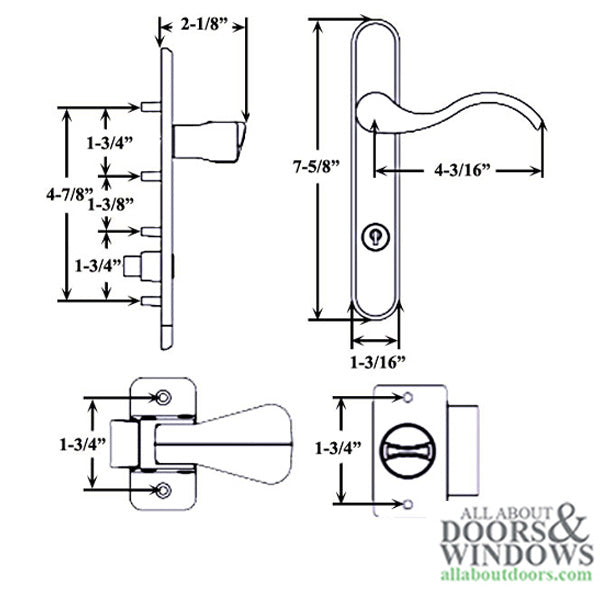 Wright 4 Post Storm Door Handle Set with Keyed Deadbolt - Wright 4 Post Storm Door Handle Set with Keyed Deadbolt