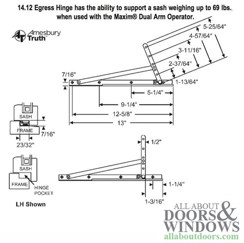 Truth  Egress Casement Arm Hinge  Kit - SS - Truth  Egress Casement Arm Hinge  Kit - SS