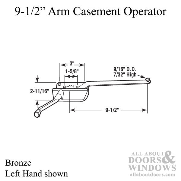 Surface Mount Casement Operator, Choose Handing - Bronze, 9-1/2