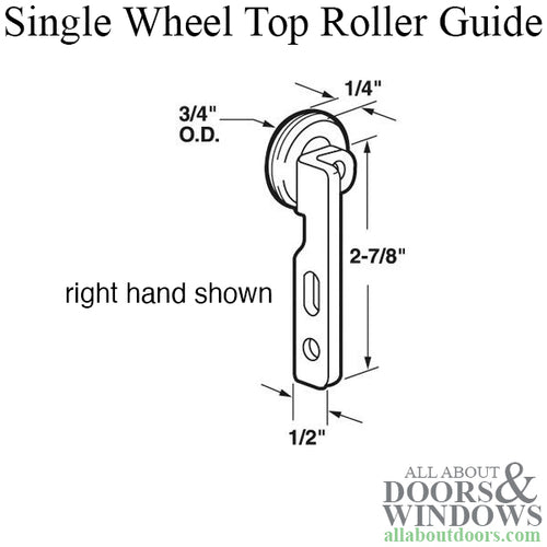 Single Wheel Top Roller Guide For Pocket Door, 3/4 Inch Diameter - Single Wheel Top Roller Guide For Pocket Door, 3/4 Inch Diameter