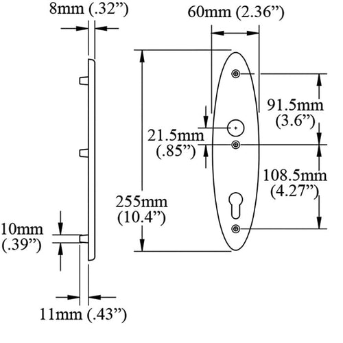 HOPPE Oval Interior Backplate M3955N for Active/Inactive Handlesets - Matte Black - HOPPE Oval Interior Backplate M3955N for Active/Inactive Handlesets - Matte Black
