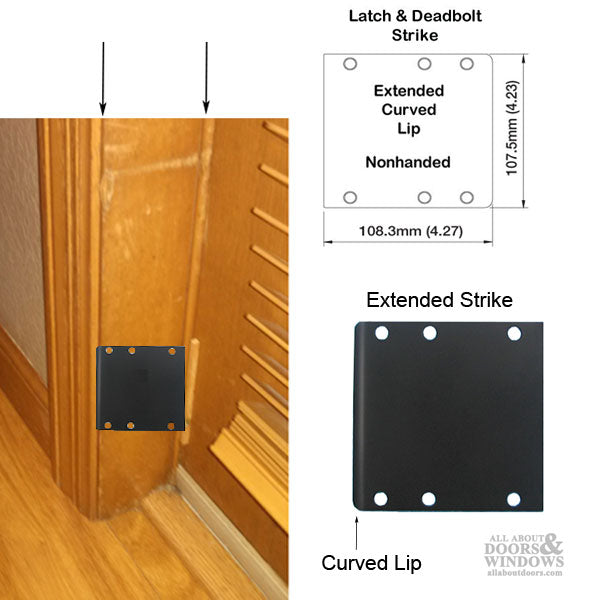 Strike Plate, Extended 4.27x 4.23 Curved Lip - Oil Rubbed Brass - Strike Plate, Extended 4.27x 4.23 Curved Lip - Oil Rubbed Brass