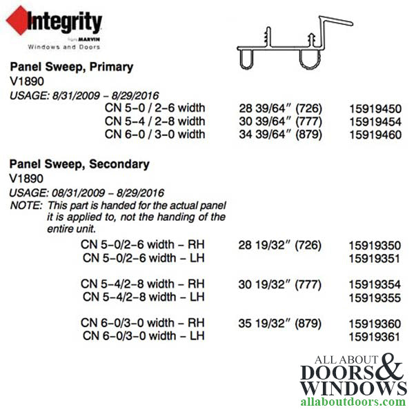 Marvin Door Sweep Integrity Hinged Door Sweep Left Handed Sweep Secondary 3-0 Door - Marvin Door Sweep Integrity Hinged Door Sweep Left Handed Sweep Secondary 3-0 Door