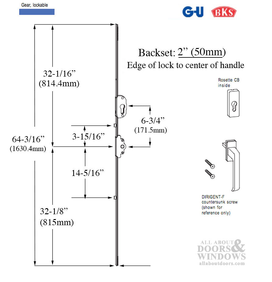 G-U Lockable Gear, 50mm backset slide-fold hardware - G-U Lockable Gear, 50mm backset slide-fold hardware