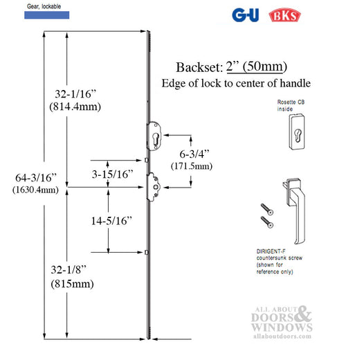 G-U Lockable Gear, 50mm backset slide-fold hardware - G-U Lockable Gear, 50mm backset slide-fold hardware