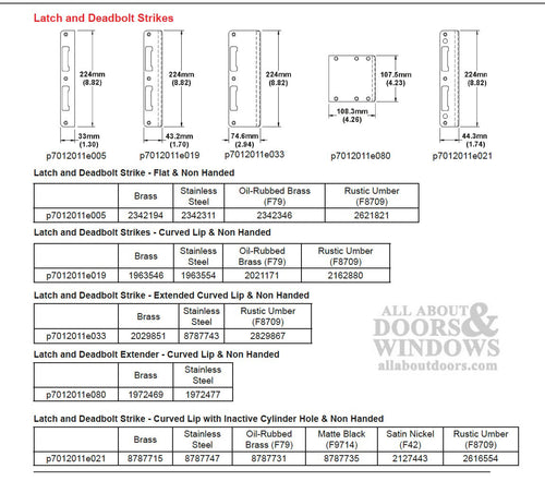 Strike Plate, PT0002N, Flat Tongue 1.30 x 4.57 -  Stainless Steel - Strike Plate, PT0002N, Flat Tongue 1.30 x 4.57 -  Stainless Steel