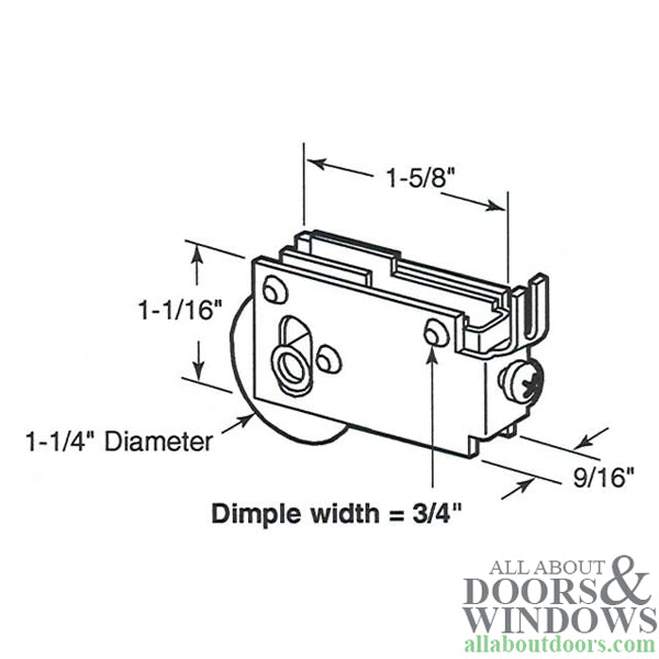 Roller Assembly 1-1/4 inch Nylon Wheel - Roller Assembly 1-1/4 inch Nylon Wheel