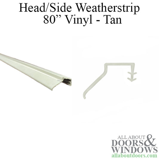 Head / Side Sliding Door Weatherstrip,   80” Vinyl - Tan