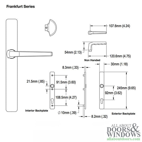 HOPPE Frankfurt Active Multipoint Lock Handleset, A117/ 2246N - NO Cylinder - HOPPE Frankfurt Active Multipoint Lock Handleset, A117/ 2246N - NO Cylinder