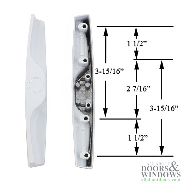 Exterior Handle, Offset screw hole pattern 3-15/16 - White - Exterior Handle, Offset screw hole pattern 3-15/16 - White