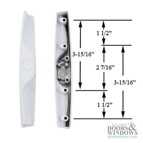 Exterior Handle, Offset screw hole pattern 3-15/16 - White - Exterior Handle, Offset screw hole pattern 3-15/16 - White
