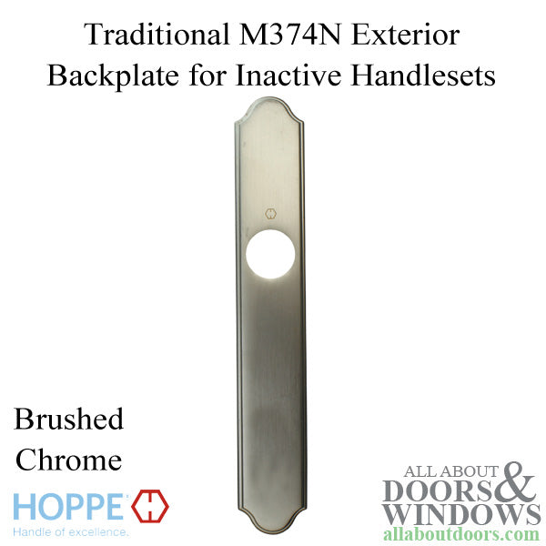 HOPPE Traditional Exterior Backplate M374N for Inactive Handlesets - Brushed Chrome - HOPPE Traditional Exterior Backplate M374N for Inactive Handlesets - Brushed Chrome