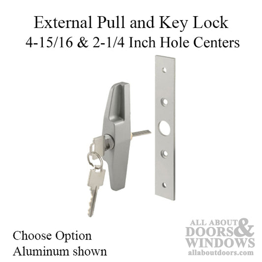 External Pull and Key Lock - Sliding Patio Door, Diecast - Choose Color