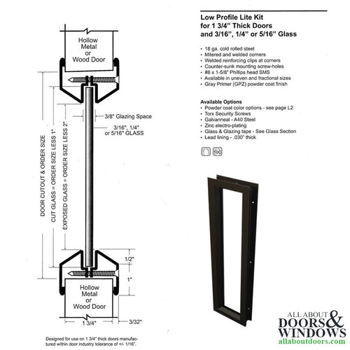 Commercial Door Lite Frames Low Profile Metal Frame 7 Inch x 22 Inch - Commercial Door Lite Frames Low Profile Metal Frame 7 Inch x 22 Inch