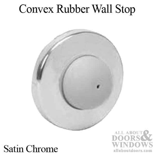 Convex Rubber Wall Stop, 1" projection, Satin Chrome