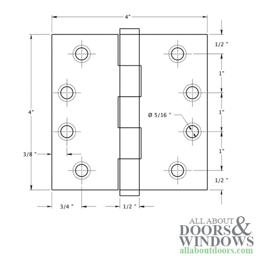 Door Hinge 4 x 4 Square, Pineapple- Pine Cone Tips,- Steel base - Polished Brass - Door Hinge 4 x 4 Square, Pineapple- Pine Cone Tips,- Steel base - Polished Brass