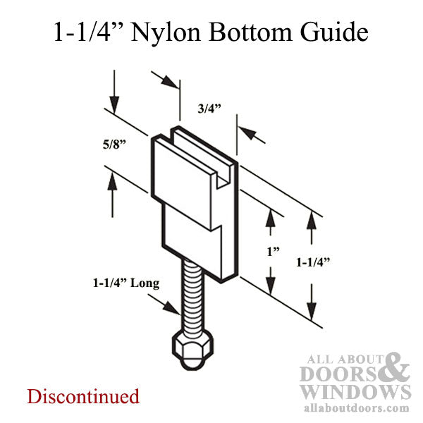 Nylon Bottom Guide with 1-1/4 Inch Screw for Sliding Screen Door - Nylon Bottom Guide with 1-1/4 Inch Screw for Sliding Screen Door