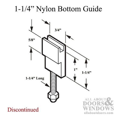 Nylon Bottom Guide with 1-1/4 Inch Screw for Sliding Screen Door - Nylon Bottom Guide with 1-1/4 Inch Screw for Sliding Screen Door
